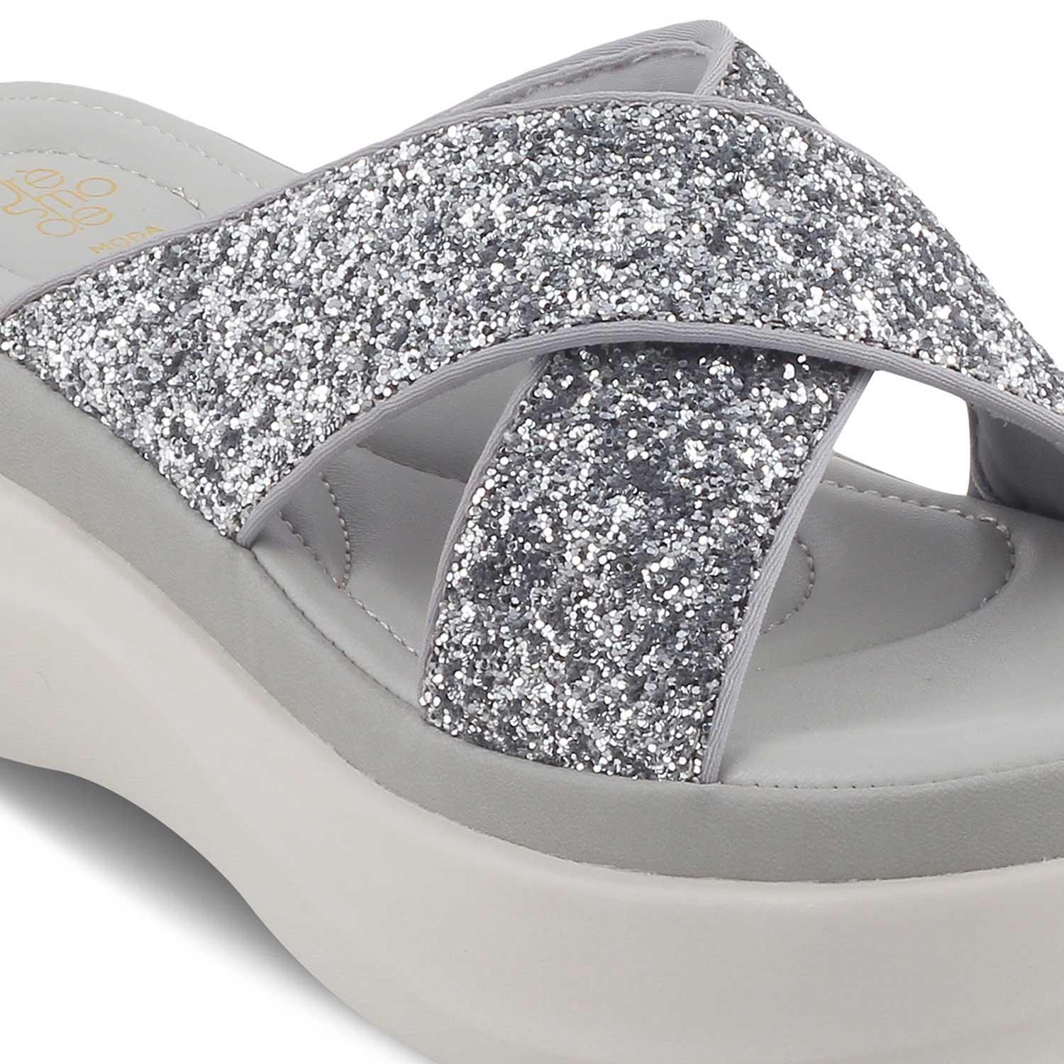 The Arlon Silver Women's Dress Wedge Sandals Tresmode - Tresmode