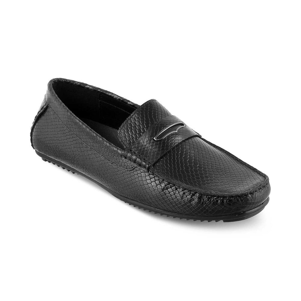 The Biden Black Men's Leather Loafers Tresmode main image 1