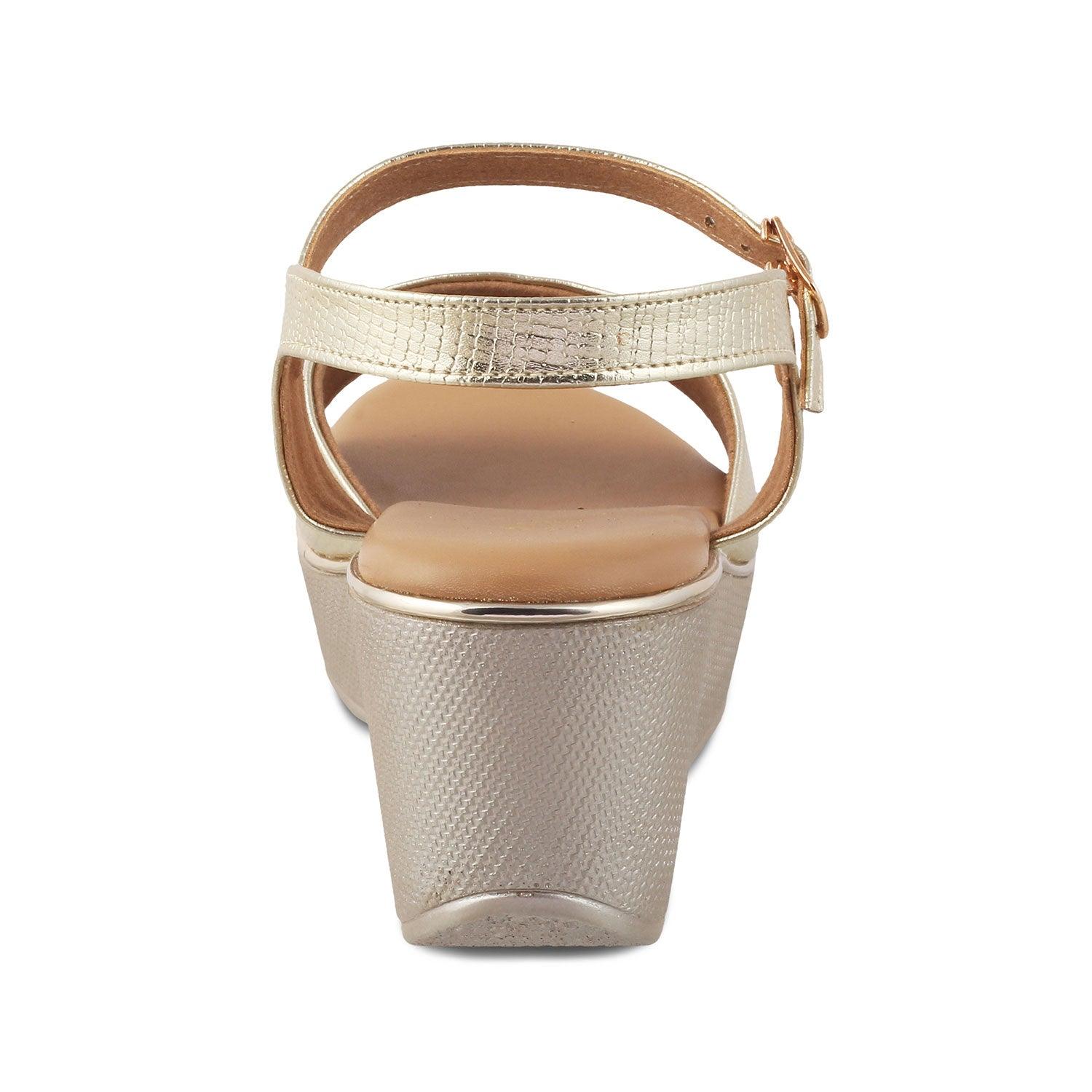 The Bannes Gold Women's Dress Wedge Sandals Tresmode - Tresmode