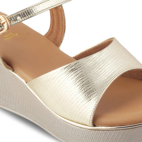 The Bannes Gold Women's Dress Wedge Sandals Tresmode - Tresmode