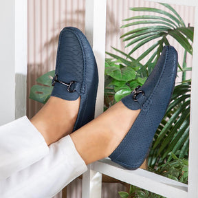 The Billion Blue Men's Leather Driving Loafers Tresmode - Tresmode