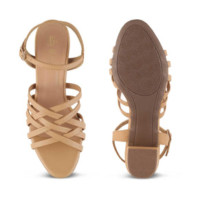 The Crosse Beige Women's Dress Block Heel Sandals Tresmode - Tresmode