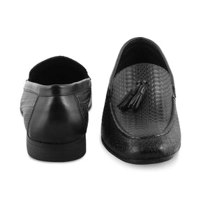 The Cytas Black Men's Leather Tassel Loafers Tresmode - Tresmode