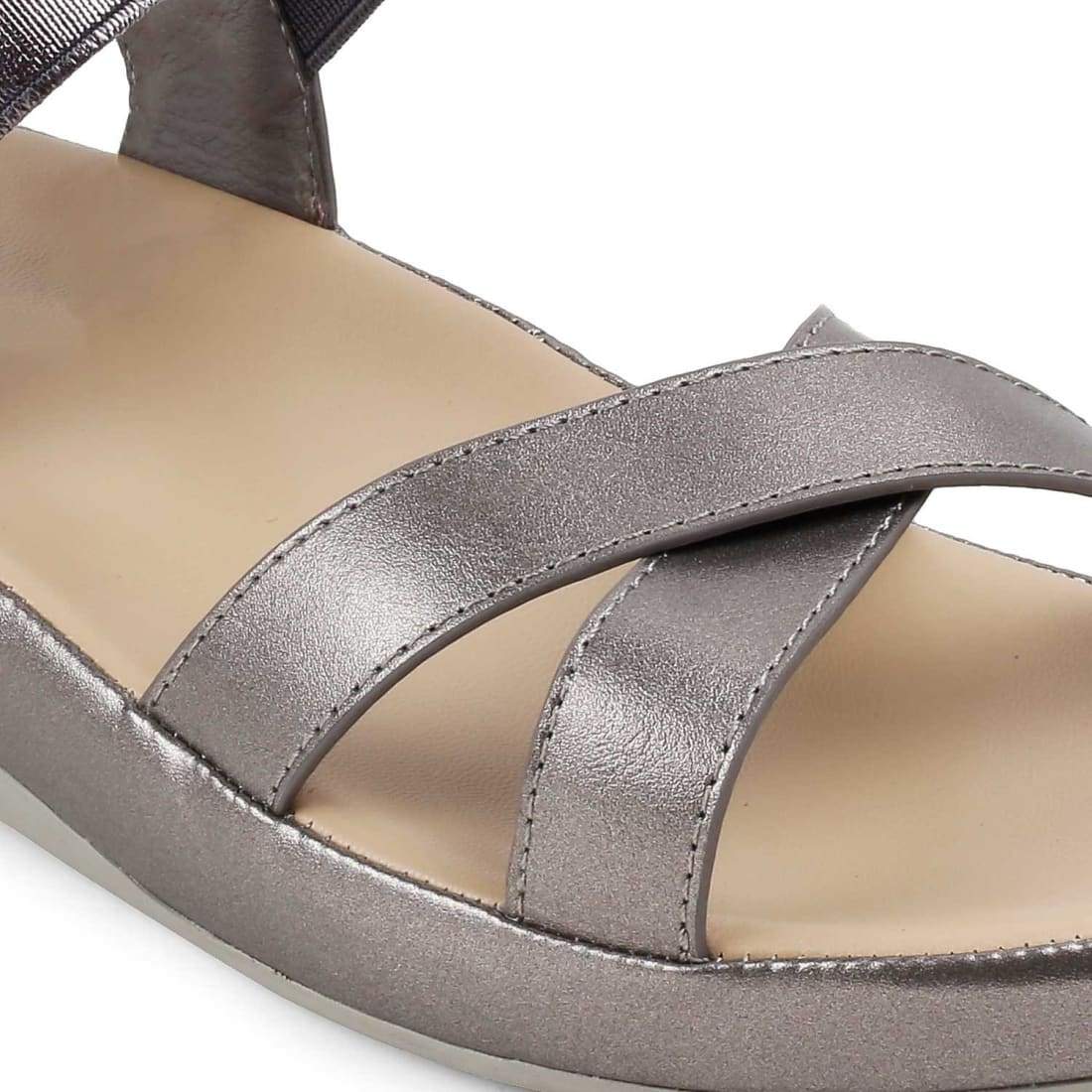 The Southee Pewter Women's Casual Wedge Sandals Tresmode