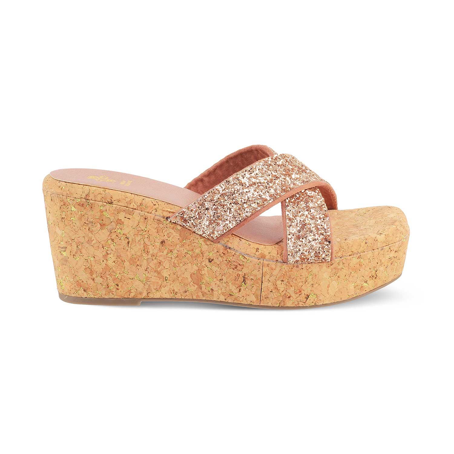 The Floren Champagne Women's Dress Wedge Sandals Tresmode - Tresmode