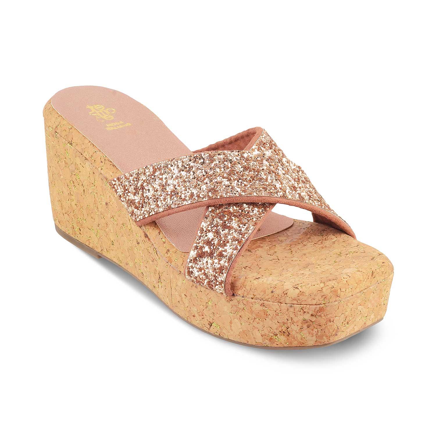 The Floren Champagne Women's Dress Wedge Sandals Tresmode - Tresmode