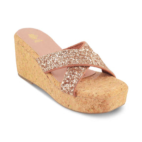 The Floren Champagne Women's Dress Wedge Sandals Tresmode - Tresmode