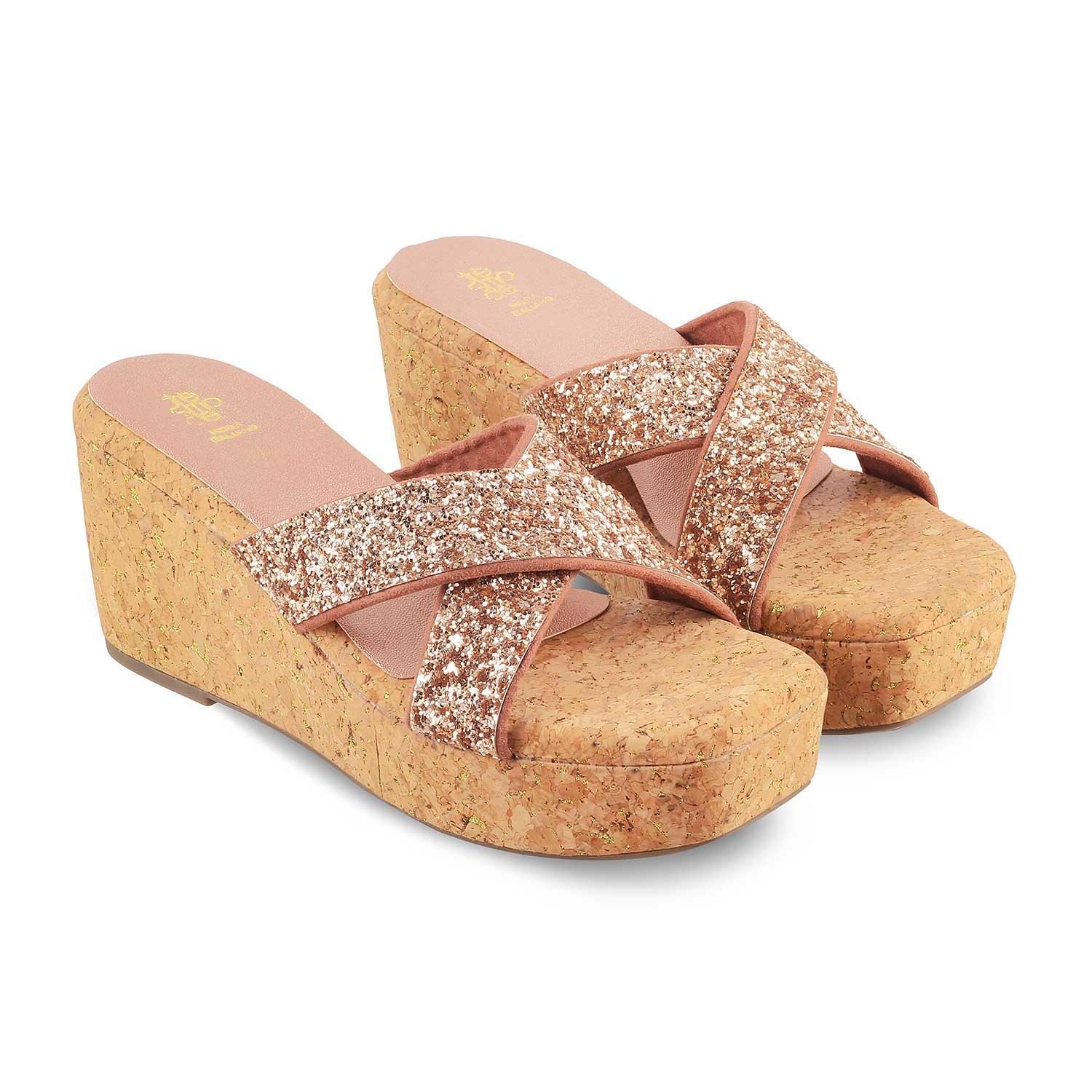 The Floren Champagne Women's Dress Wedge Sandals Tresmode - Tresmode