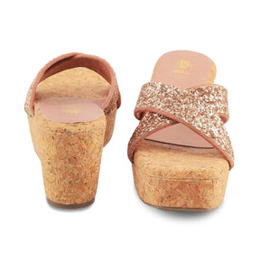 The Floren Champagne Women's Dress Wedge Sandals Tresmode - Tresmode