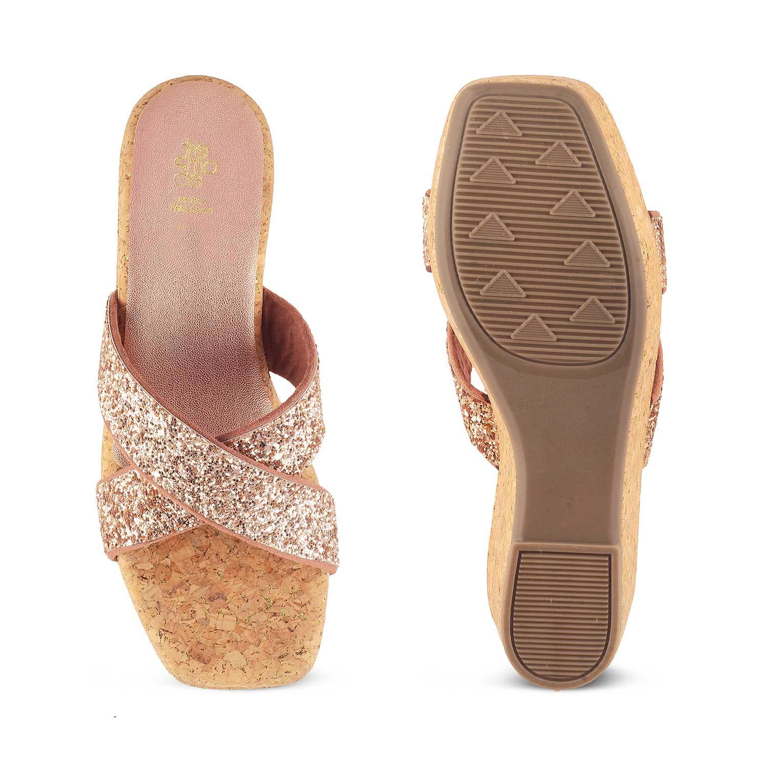 The Floren Champagne Women's Dress Wedge Sandals Tresmode - Tresmode