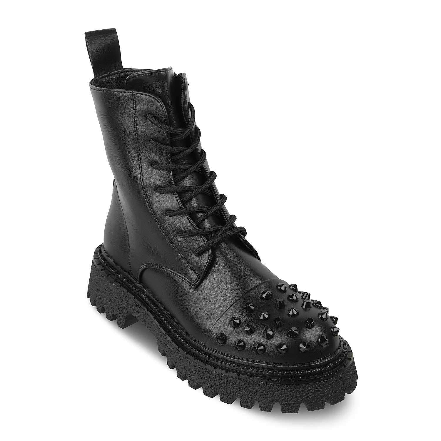 No Boundaries Womens Boots Studded Lace Up Boots Buy Black Women's