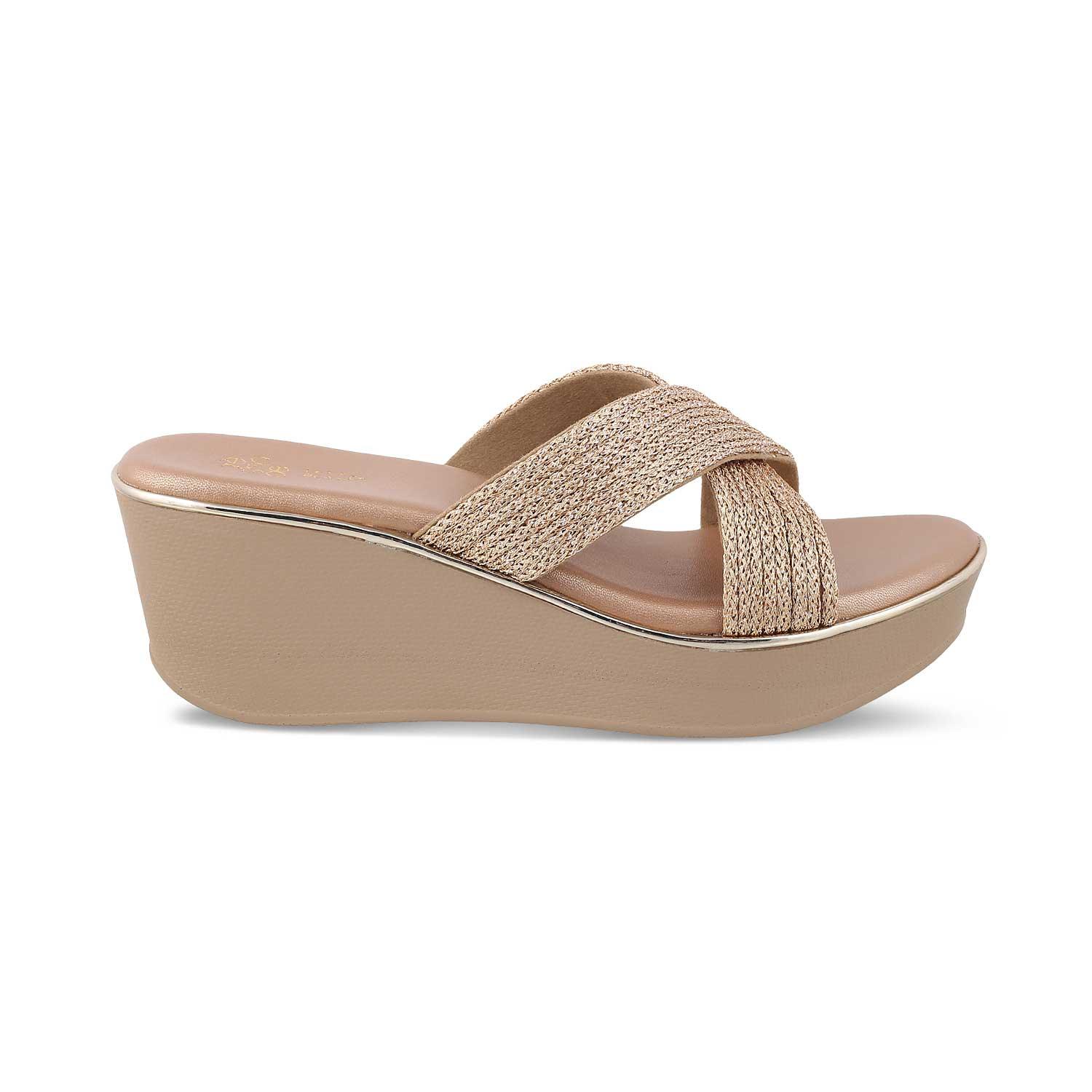 The Gia Champagne Women's Dress Wedge Sandals Tresmode - Tresmode