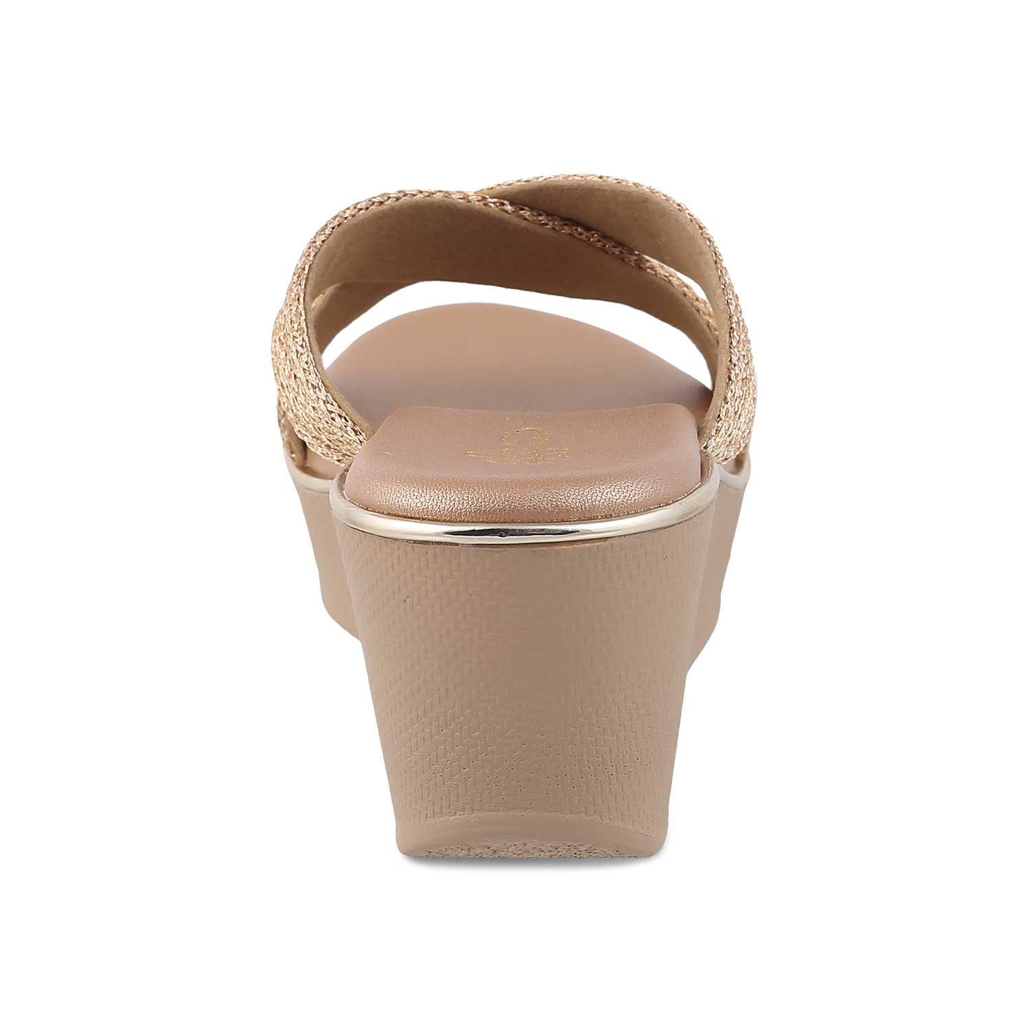 The Gia Champagne Women's Dress Wedge Sandals Tresmode - Tresmode