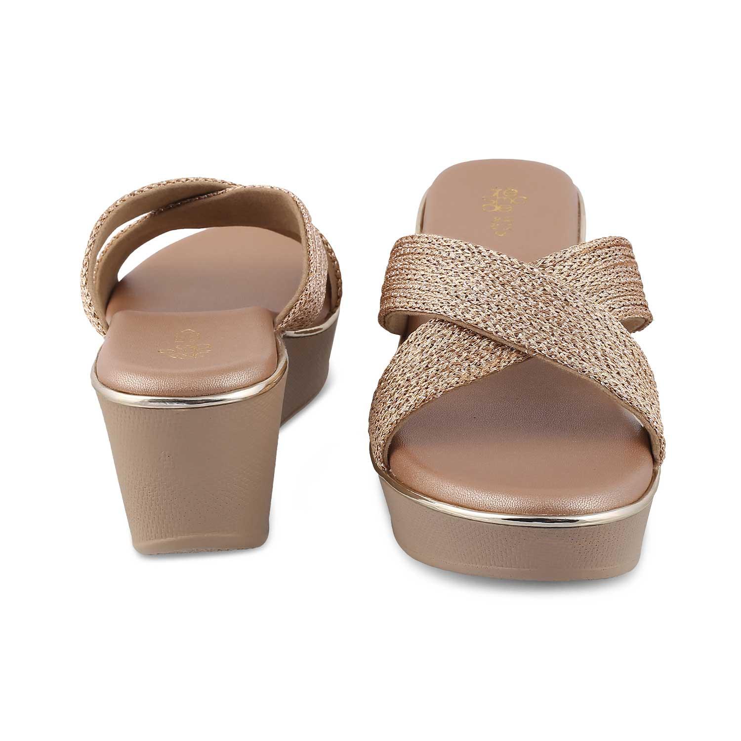 The Gia Champagne Women's Dress Wedge Sandals Tresmode - Tresmode