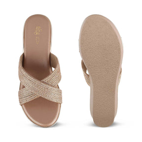 The Gia Champagne Women's Dress Wedge Sandals Tresmode - Tresmode