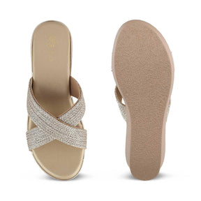 The Gia Gold Women's Dress Wedge Sandals Tresmode - Tresmode