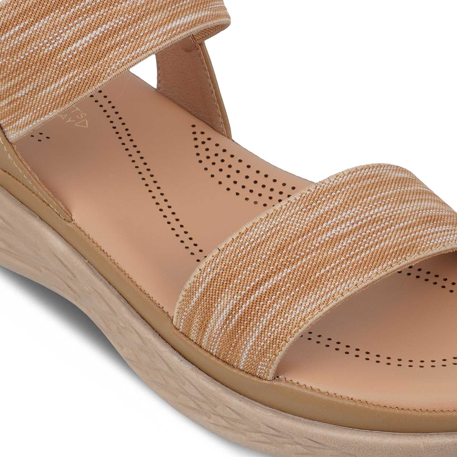 The Hint Beige Women's Casual Wedge Sandals Tresmode - Tresmode