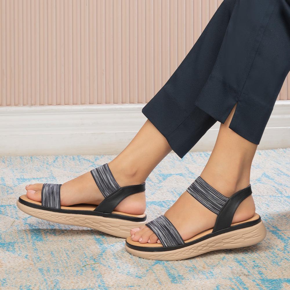 The Hint Black Women's Casual Wedge Sandals Tresmode - Tresmode