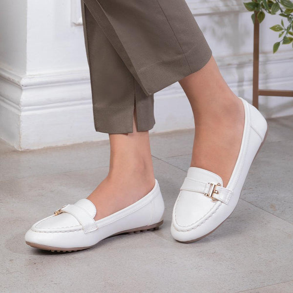 Buy White Women's Loafers The Sativa White Tresmode