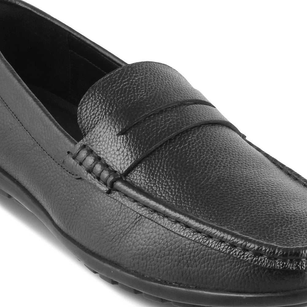 The Paris Black Men's Leather Penny Loafers Tresmode