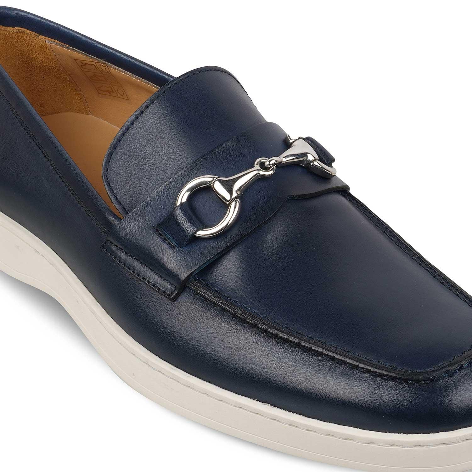 The Mamante Blue Men's Handcrafted Leather Loafers Tresmode - Tresmode