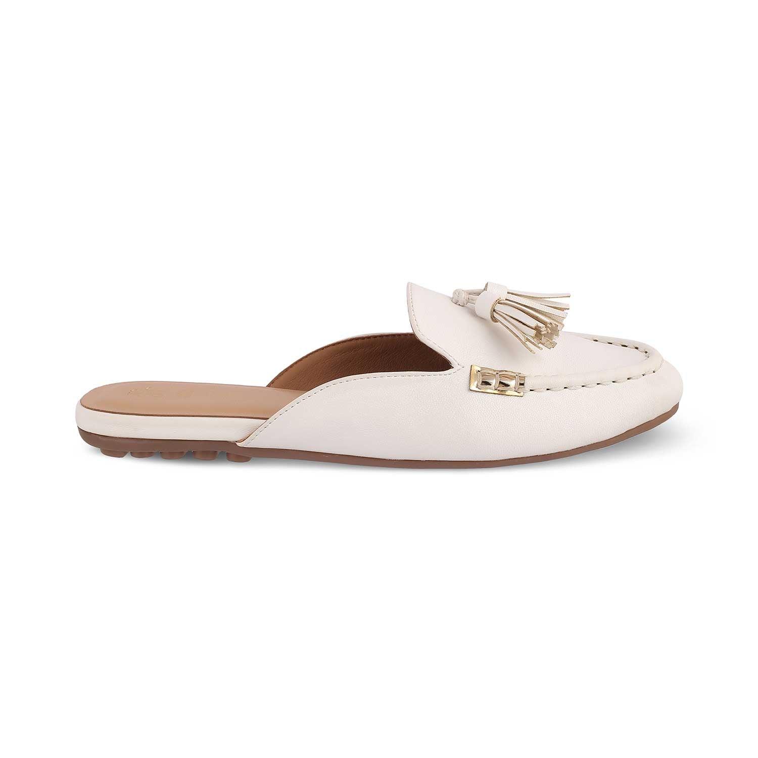 The Amassle White Women's Dress Tassel Mules Tresmode 40 The Amassle White Women's Dress Tassel Mules Tresmode 40