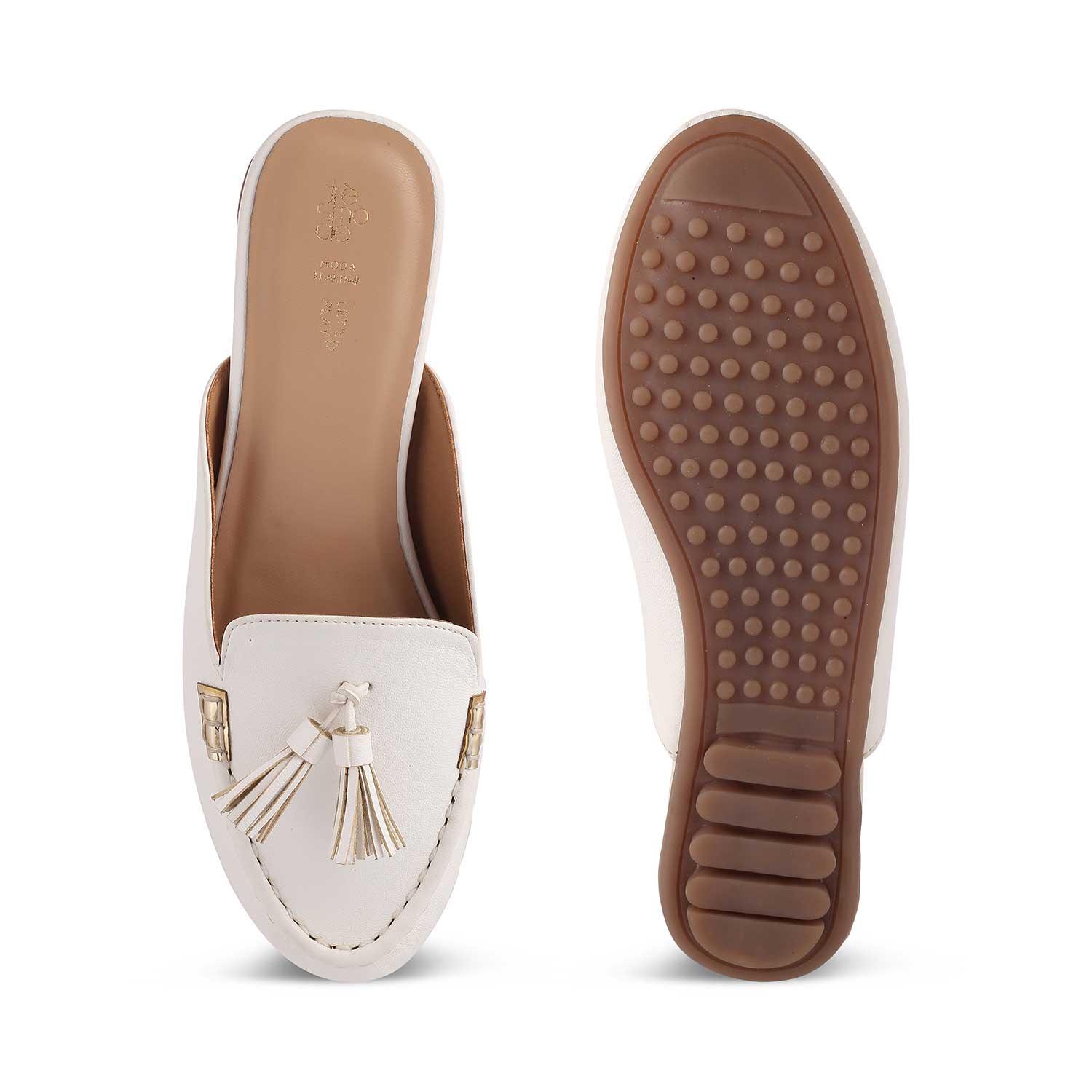 The Mas White Women's Dress Tassel Mules Tresmode - Tresmode