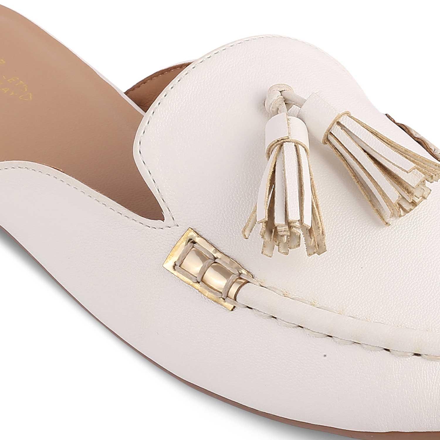 The Mas White Women's Dress Tassel Mules Tresmode - Tresmode