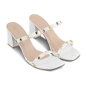 The Mag White Women's Dress Block Heel Sandals Tresmode - Tresmode