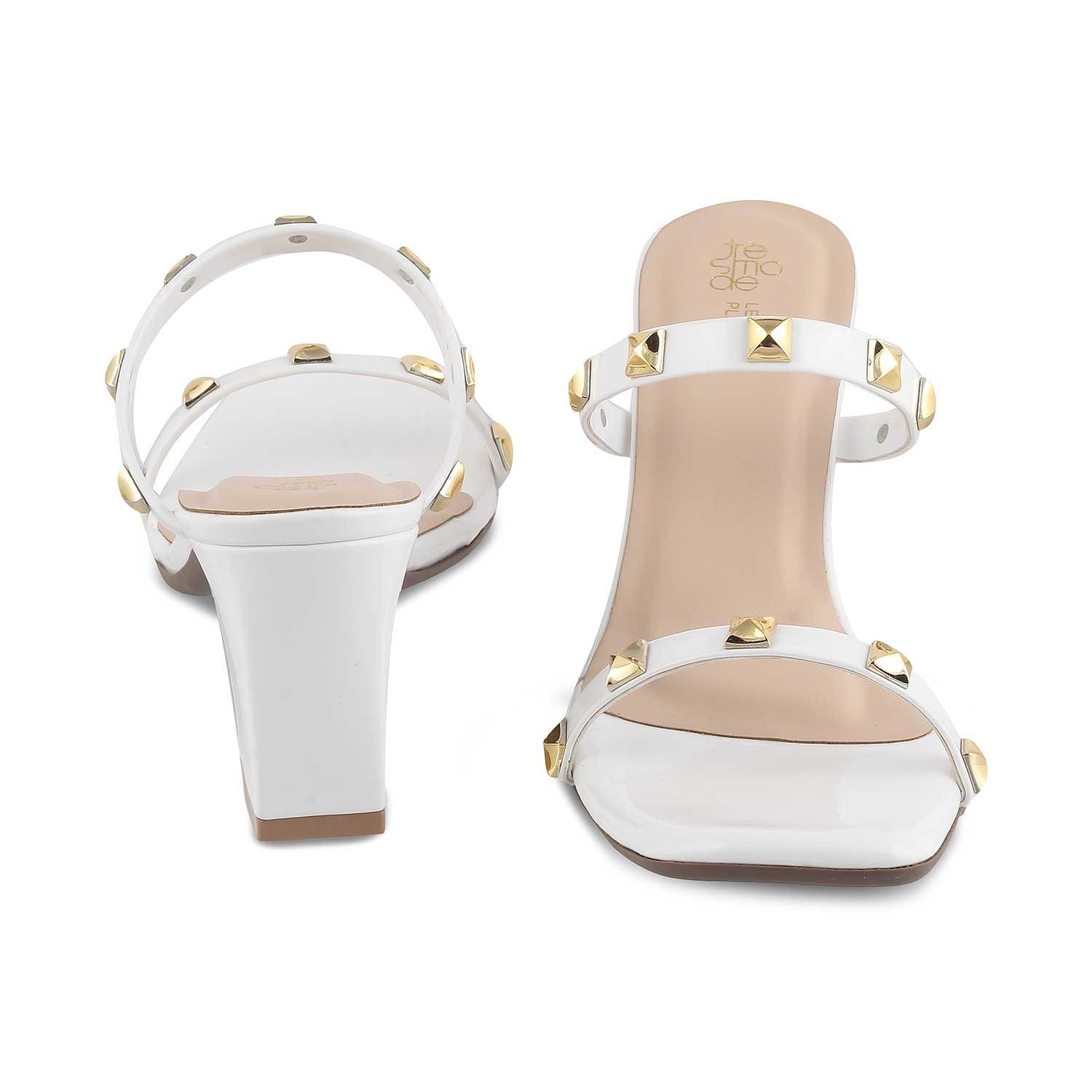 The Mag White Women's Dress Block Heel Sandals Tresmode - Tresmode