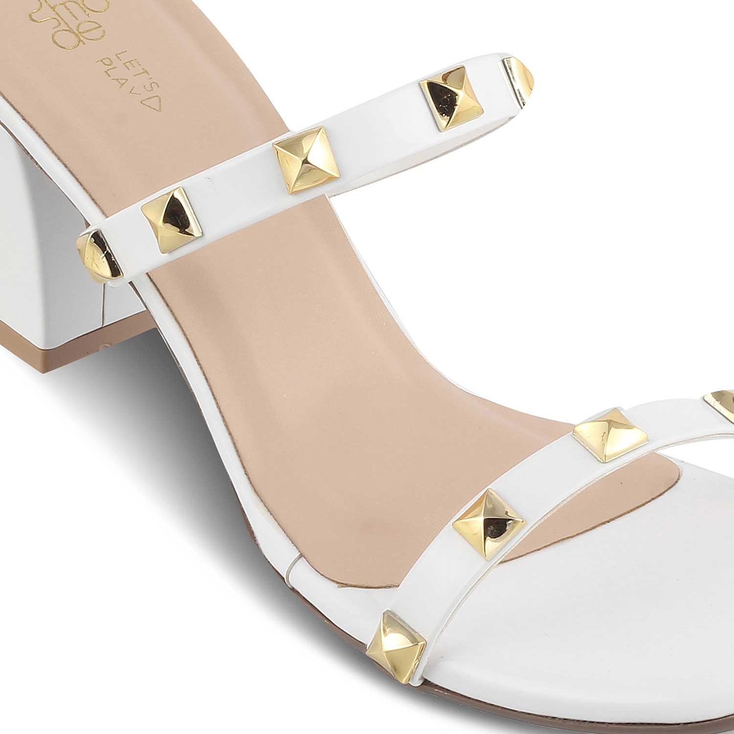 The Megan White Women's Dress Block Heel Sandals Tresmode 36 The Megan White Women's Dress Block Heel Sandals Tresmode 36