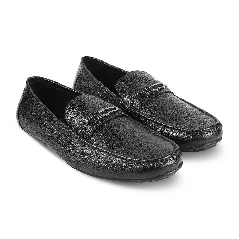The Sobuck Black Men's Leather Driving Loafers Tresmode main image 1