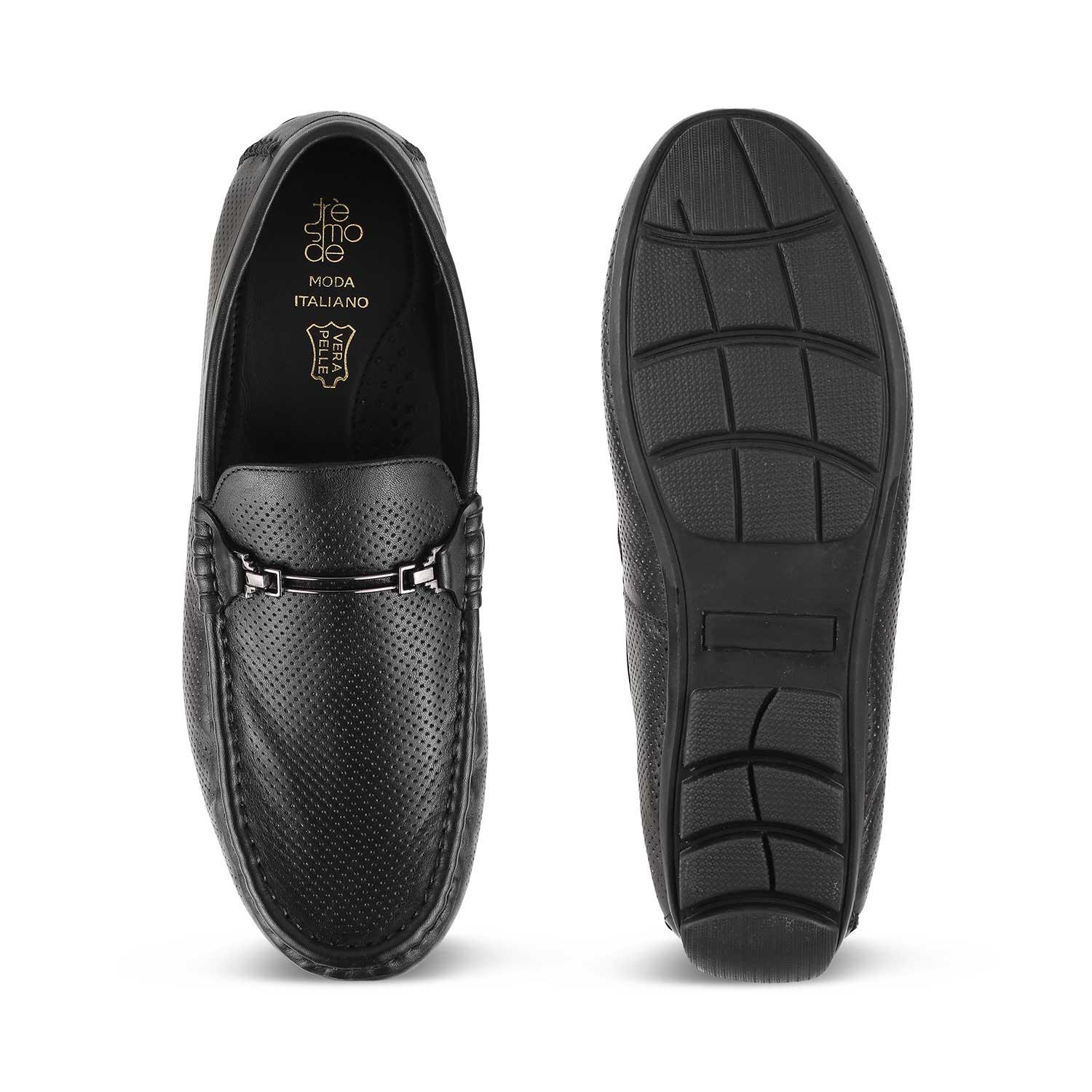 Buy Black Men's Loafers Moccasins The Open-2 Black Tresmode