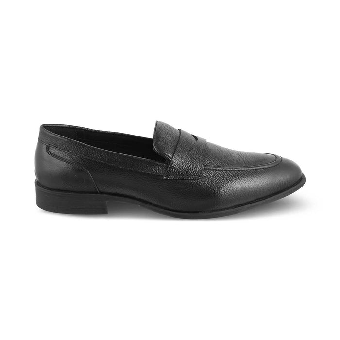 The Lemec Black Men's Leather Penny Loafers Tresmode
