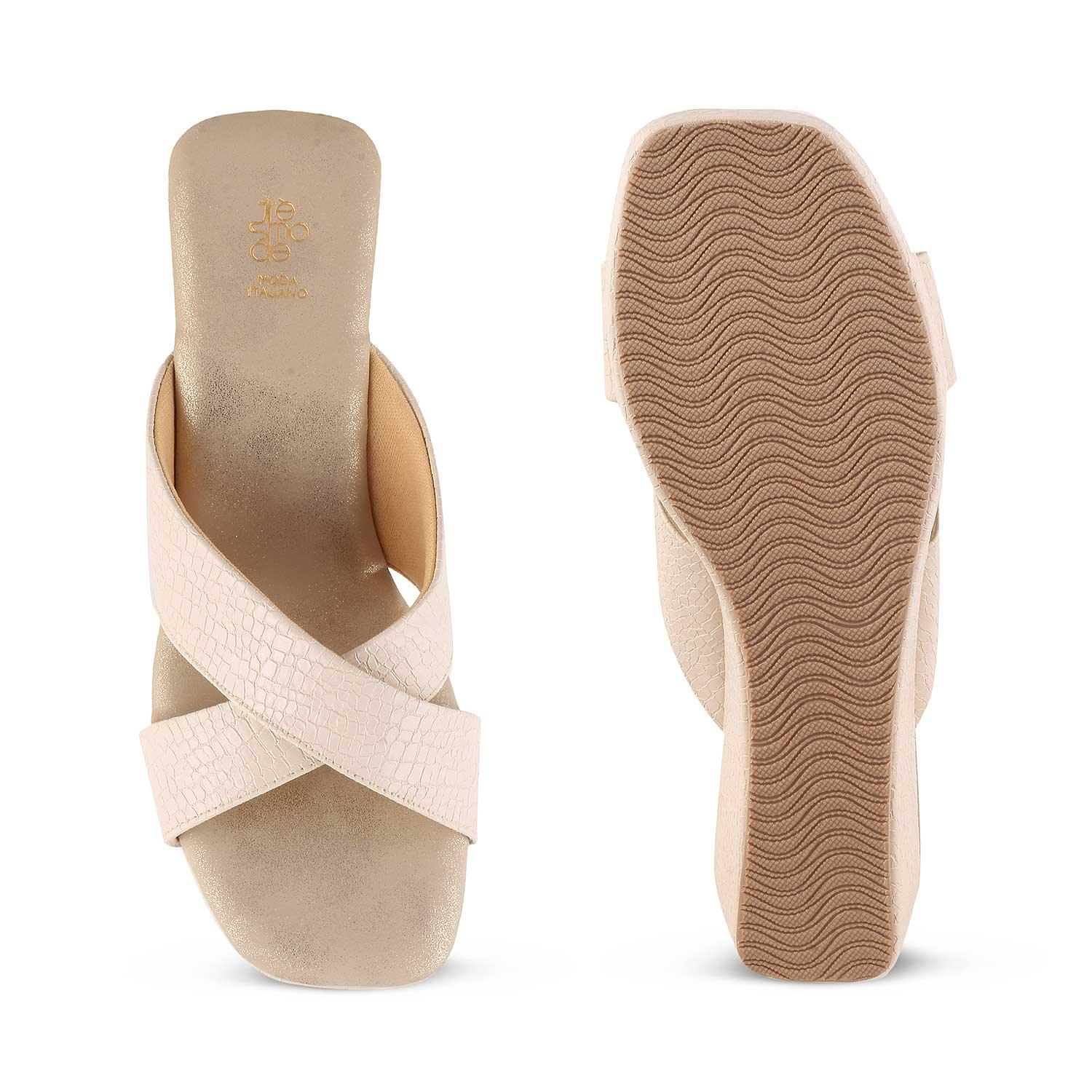 The Rew Beige Women's Dress Wedge Sandals Tresmode - Tresmode