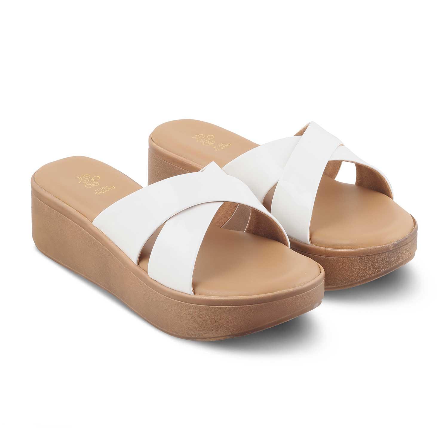 The Simedge White Women's Dress Wedge Sandals Tresmode - Tresmode