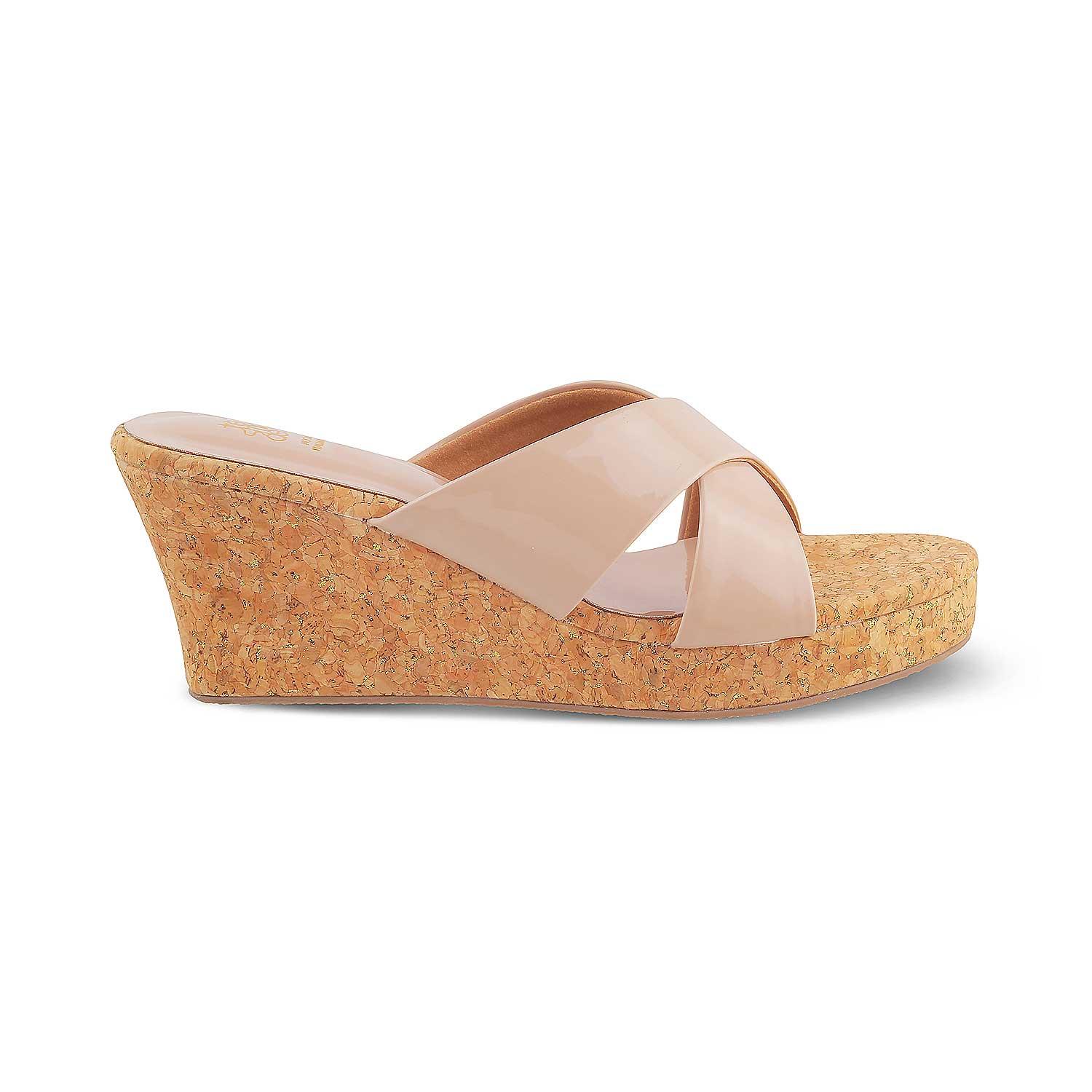 The Simi Beige Women's Dress Wedge Sandals Tresmode - Tresmode