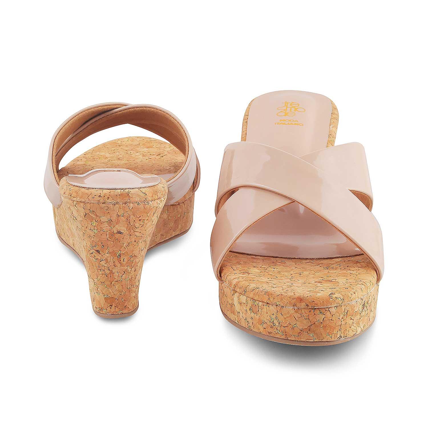 The Simi Beige Women's Dress Wedge Sandals Tresmode - Tresmode