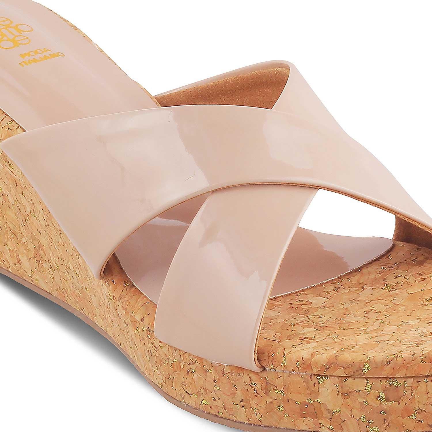 The Simi Beige Women's Dress Wedge Sandals Tresmode - Tresmode