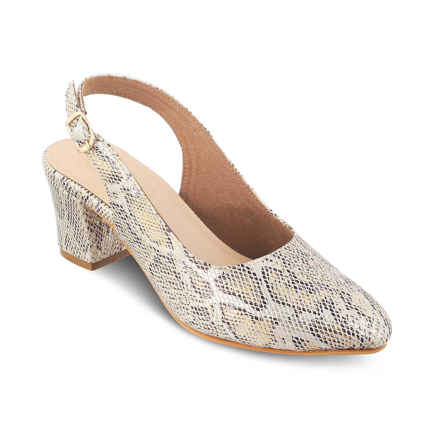 Buy Gold Women's Dress Slingback Block Heel Pumps The Snump Gold