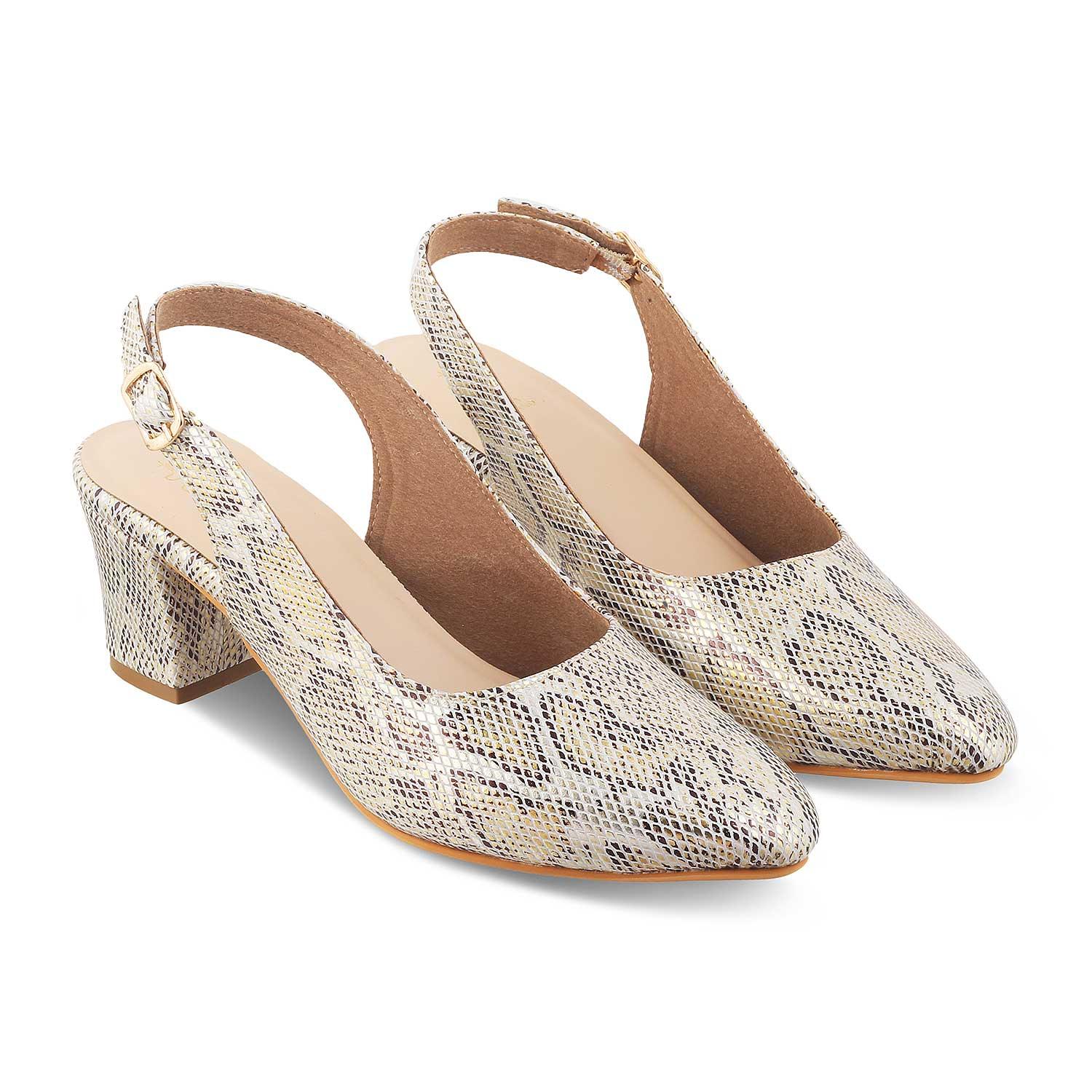 Buy Gold Women's Dress Slingback Block Heel Pumps The Snump Gold