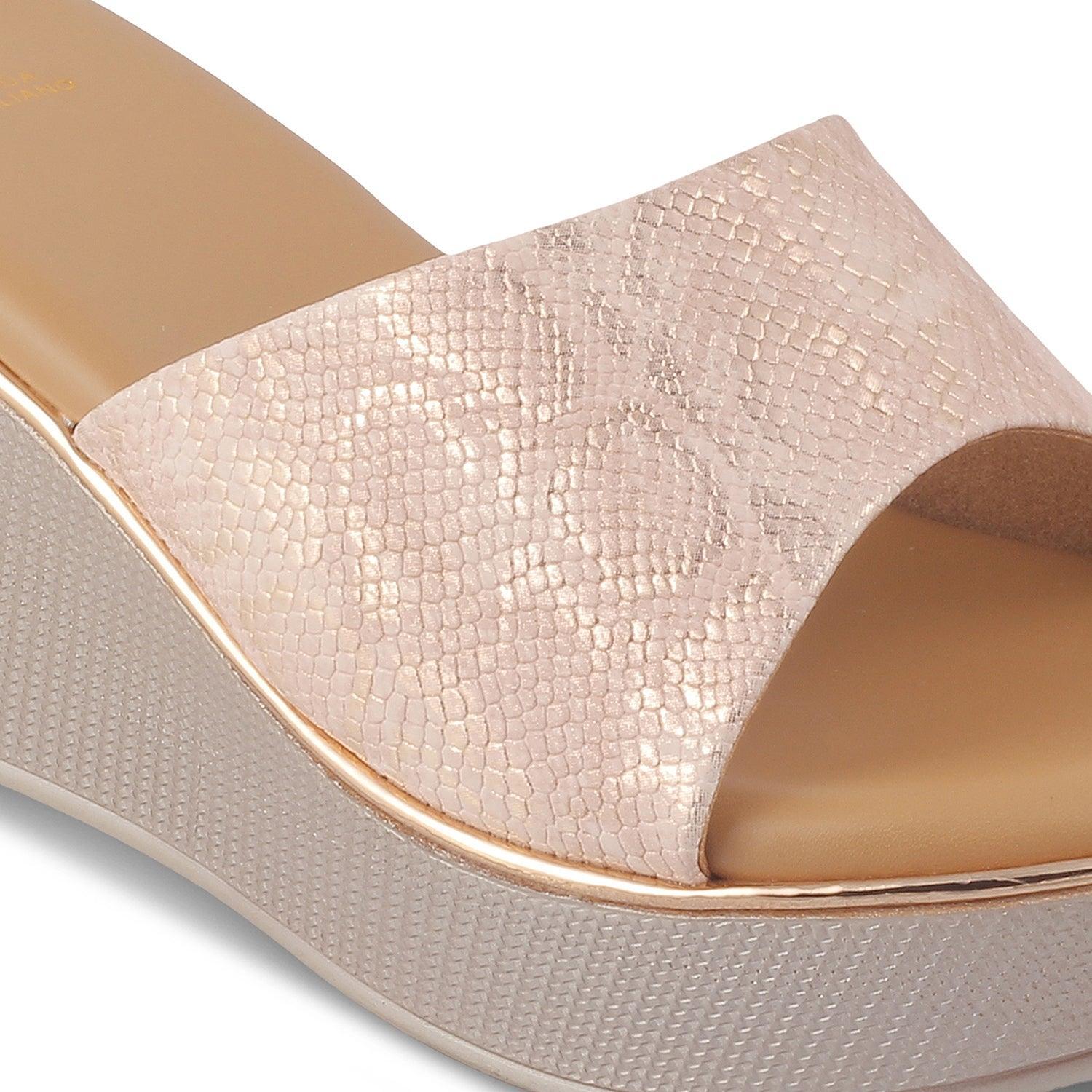 The Samantha Champagne Women's Dress Wedge Sandals Tresmode - Tresmode