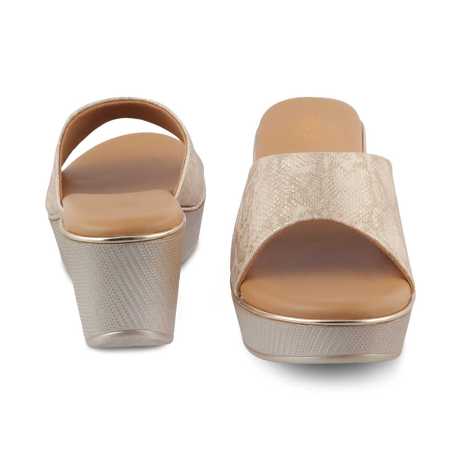 The Samantha Gold Women's Dress Wedge Sandals Tresmode - Tresmode