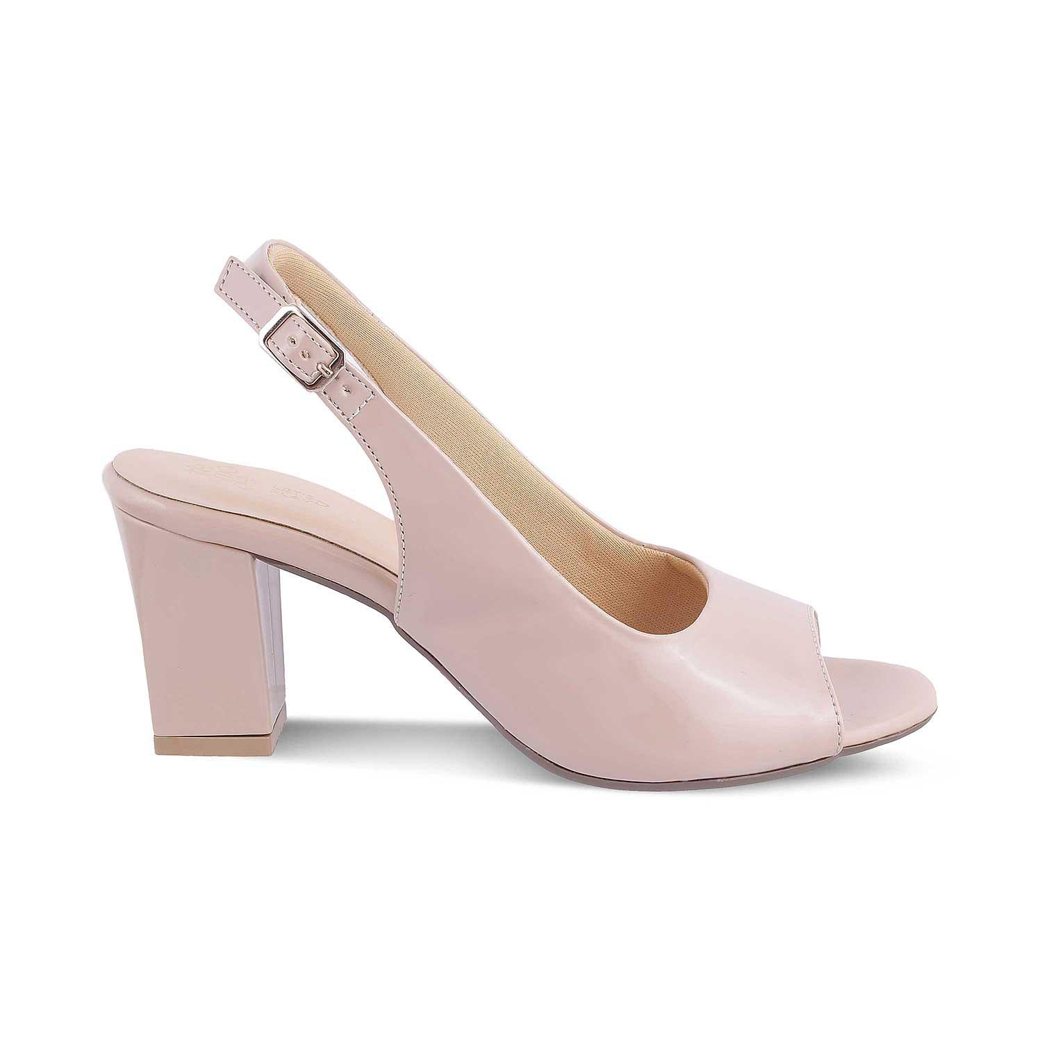 Block Heel Beige Color High Heels Buy Beige Women's Sandals The