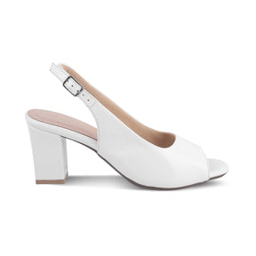 Tresmode Whou White Women's Dress Block Heel Sandals