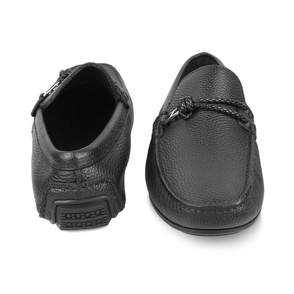 Tresmode Copen Black Men's Leather Penny Driving Loafers