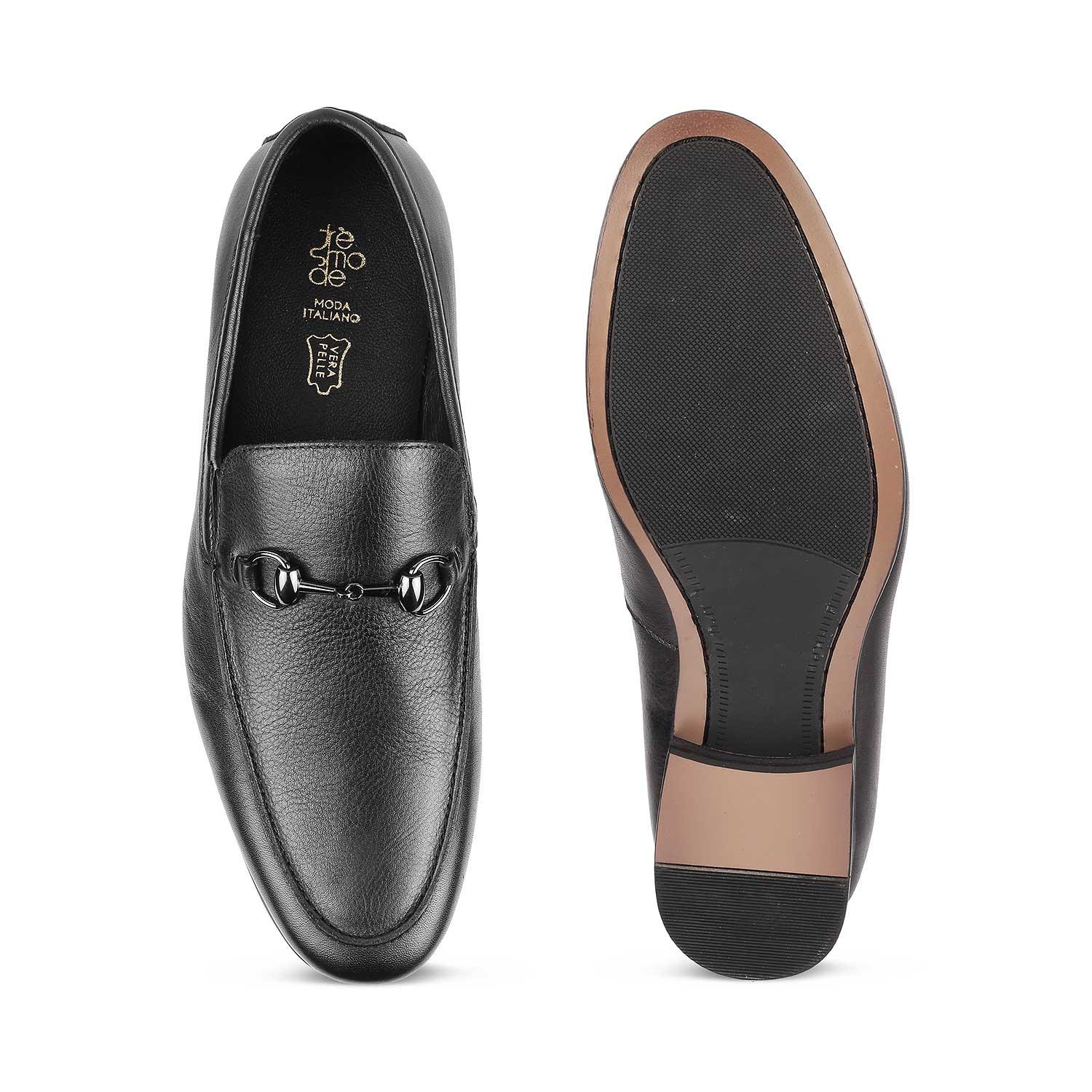 Tresmode Neslip Shoes Men 44 / 10.5 Black Horsebit Leather Slip On Loafers Italy Gucci Horsebit Loafers Men 10 Black Leather Slip-On Snaffle  main image 3