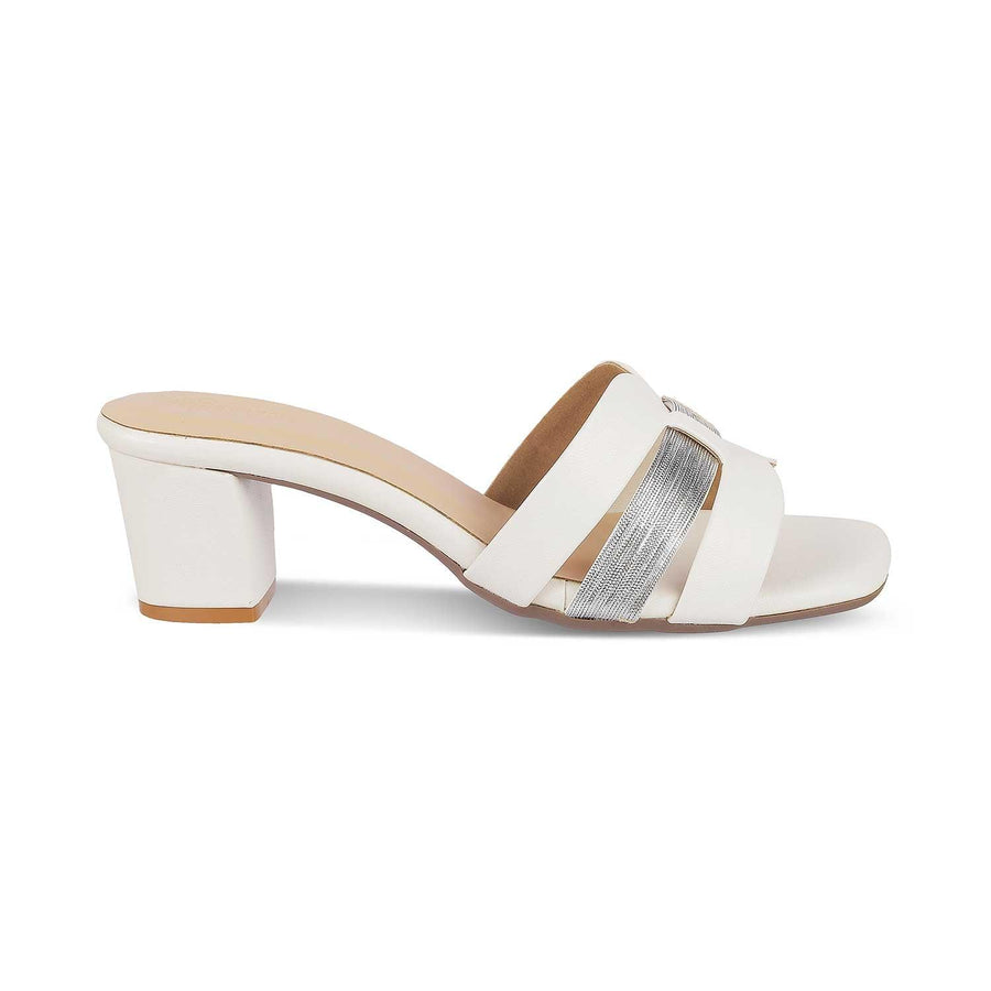 Tresmode Tall White Women's Dress Block Heel Sandals