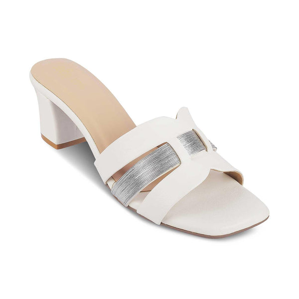 Tresmode Sanrep White Women's Dress Block Heel Sandals
