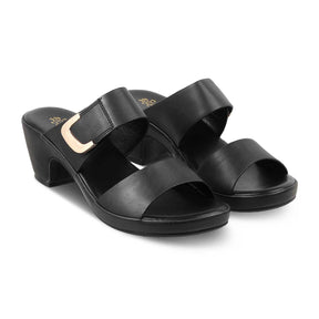The Bona Black Women's Casual Block Heel Sandals Tresmode
